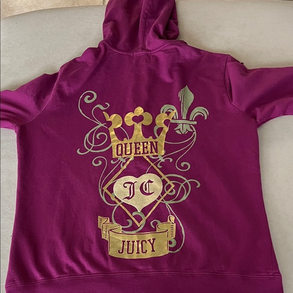Juicy Couture Jackets & Blazers - Juicy Couture Berry Hoodie with Metallic Gold Crest Back